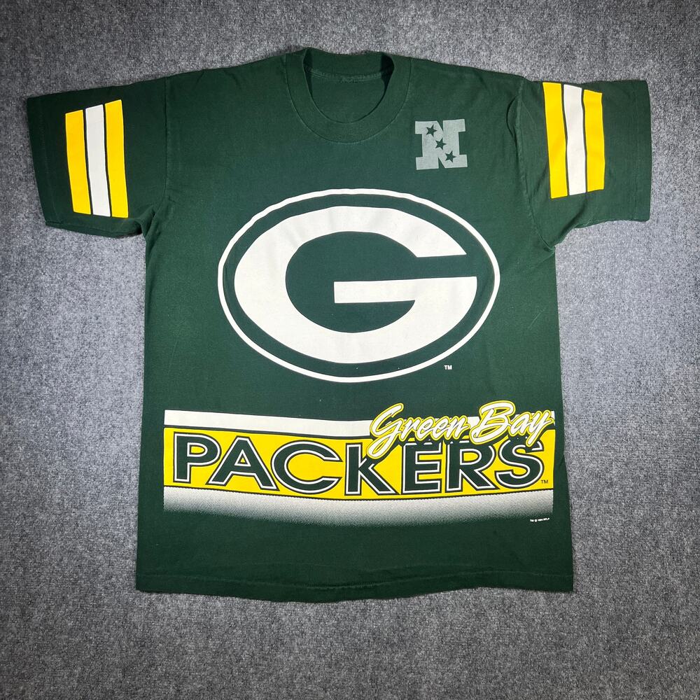 Vintage 1994 Green Bay Packers AOP T-Shirt XL Salem Sportswear